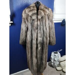 Gorgeous Indigo silver fox full length Fur Coat Jacket